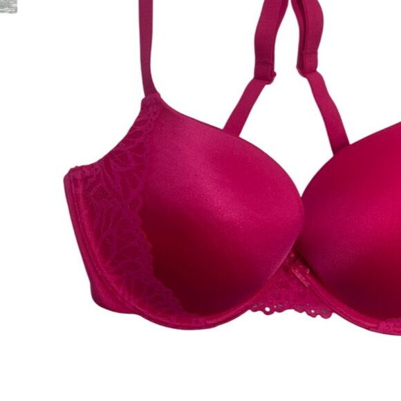 Auden Push Up Bra 32D Pink Radiant Plunge Coverage Convertible Straps - Picture 5 of 9